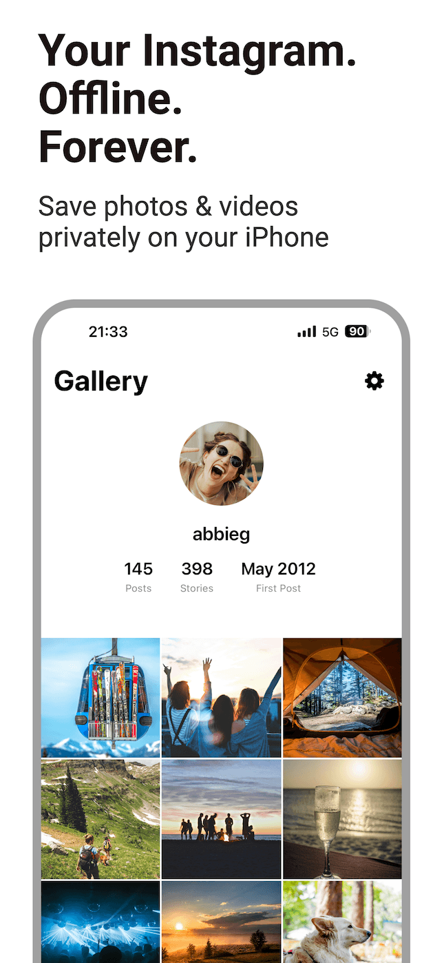 Replay Studio iOS app showing an Instagram memory timeline